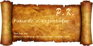 Pakurár Krisztofer névjegykártya